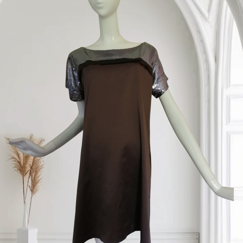 Chic Brown Sheath Mini Dress for Cocktail Events